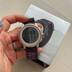 Coros Apex 2 GPS Outdoor Watch/ Heart Rate with Coral and Purple nylon bands